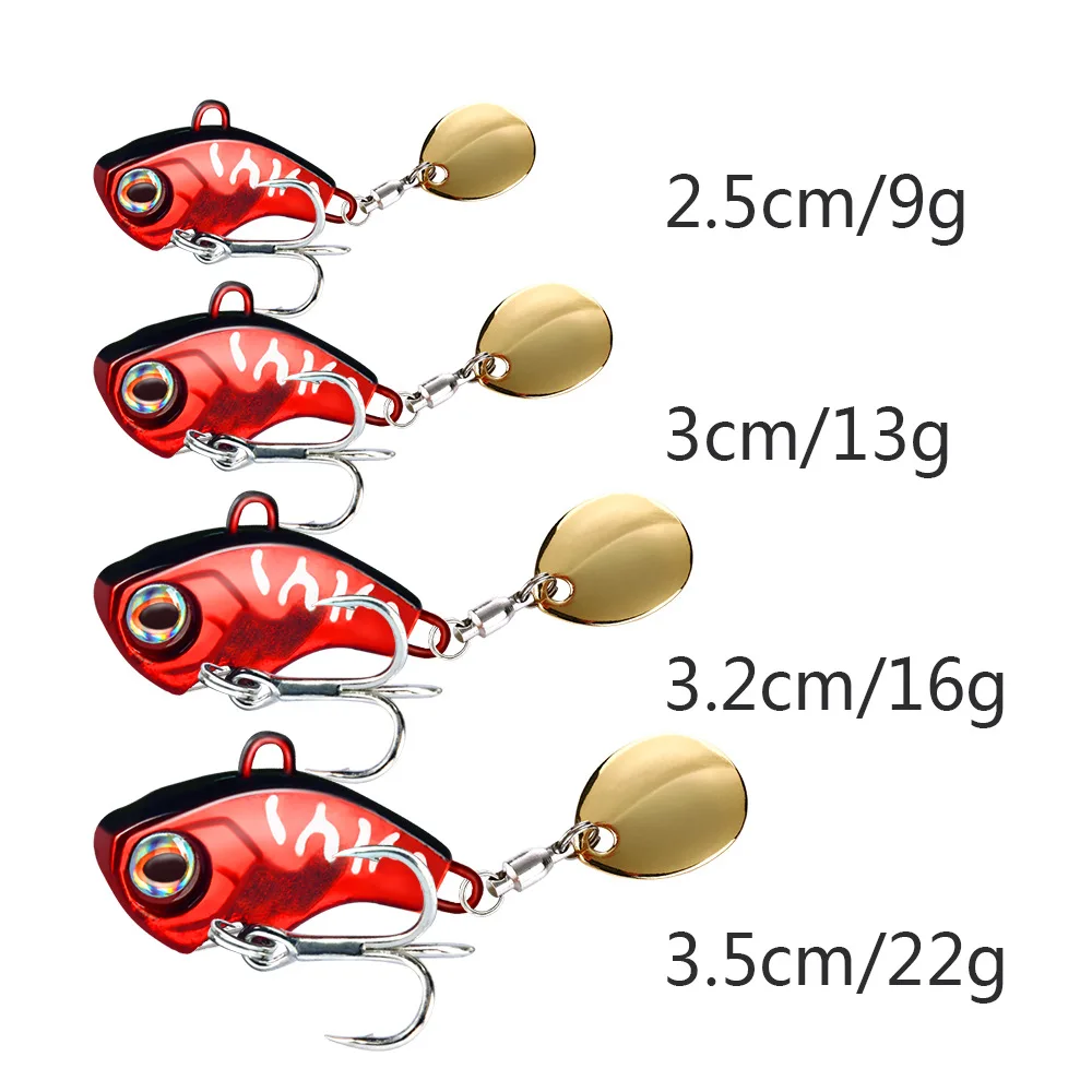Cebo giratorio de Metal VIB para pesca, 1 unidad, 9g, 13g, 16g, 22g, cebo giratorio para natación, cuchara, Señuelos de Pesca VIB, aparejos de pesca de lubina para invierno - imagen 4