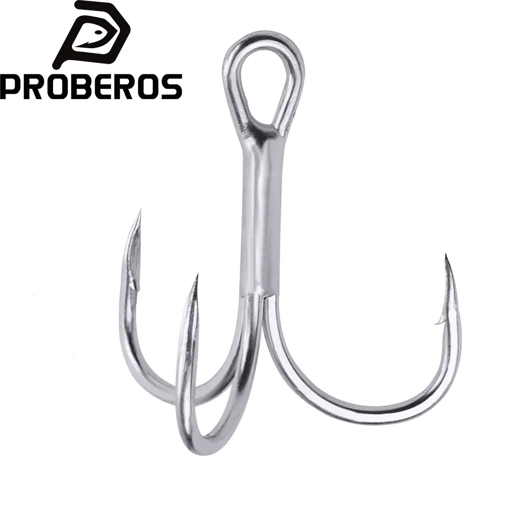 PROBEROS 20 unids/lote anzuelos de pesca de agua salada anzuelos triples 1 # -2 # -4 # -6 # -8 # -10 # -12 # -14 #   Anzuelos de acero con alto contenido de carbono - imagen 4