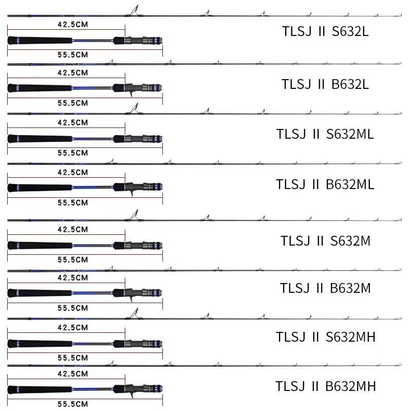 DSNY piezas completas Fuji caña de pescar de Jigging lento 1,9 M caña de pescar giratoria/fundida de alto carbono Pe 0,8-5 peso del señuelo 40-400g arrastre 20kg - imagen 2