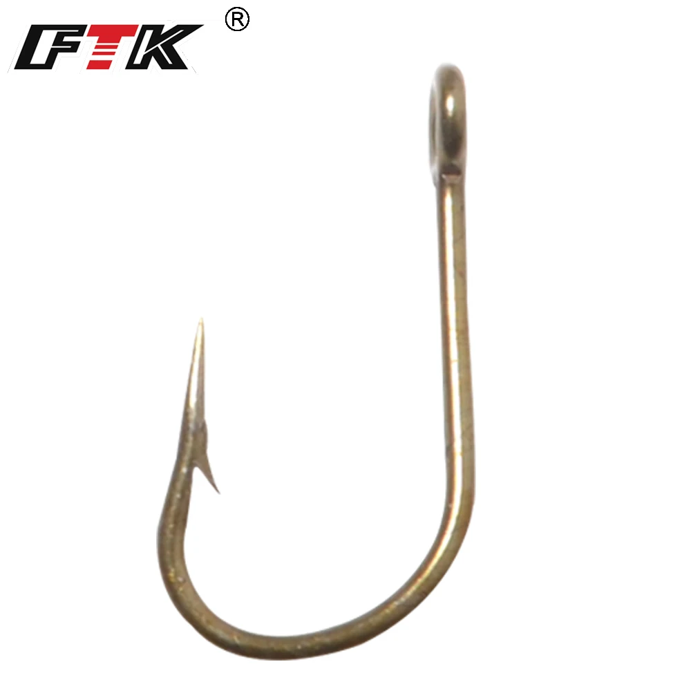FTK 25-100PCS Anzuelos de pesca de acero rico en carbono con anillo 3/0 # -4 #   Anzuelos de púas Accesorios de pesca de carpa