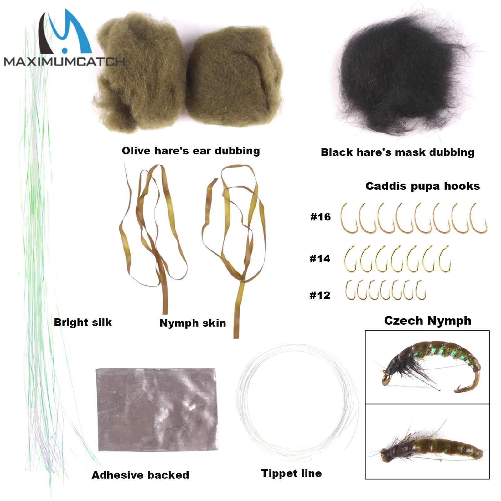 Maximumcatch Kit de atado de moscas con caja, pluma Natural, doblaje, ganchos, cuentas y herramientas, materiales de atado para fabricación DIY - imagen 5