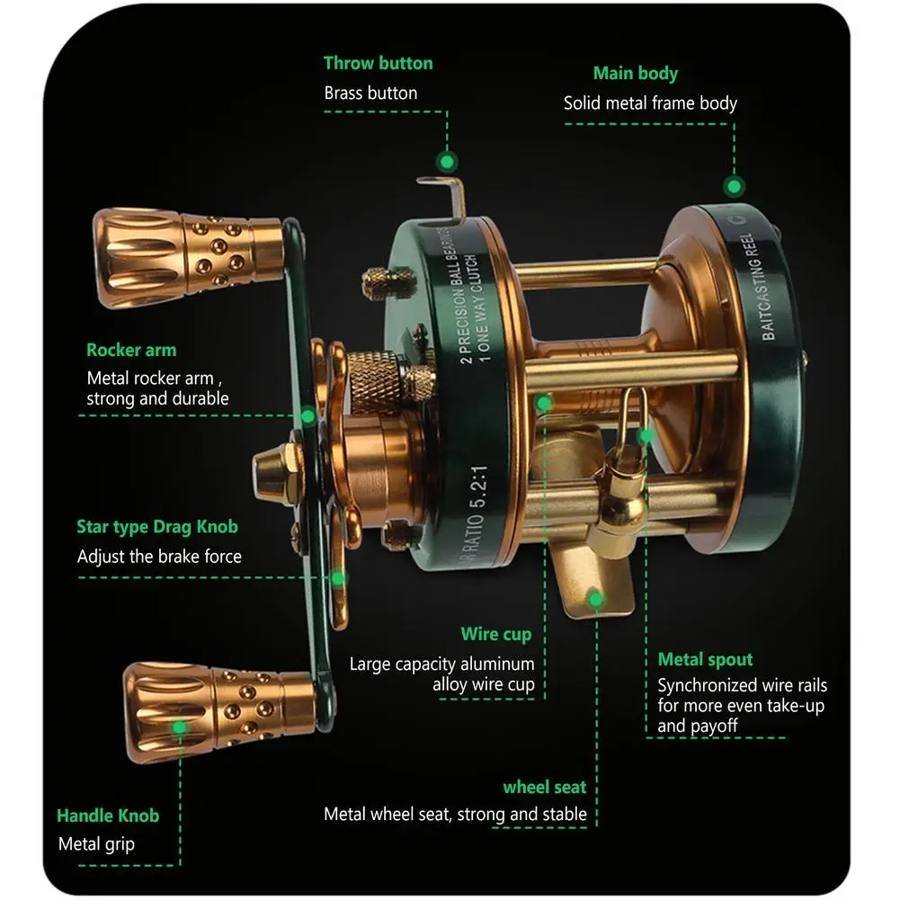 Carrete de pesca Baitcasting Cl40/cl60 para salmón, trucha, aparejos de pesca anticorrosión de bajo ruido para entusiastas de la pesca, envío directo - imagen 5