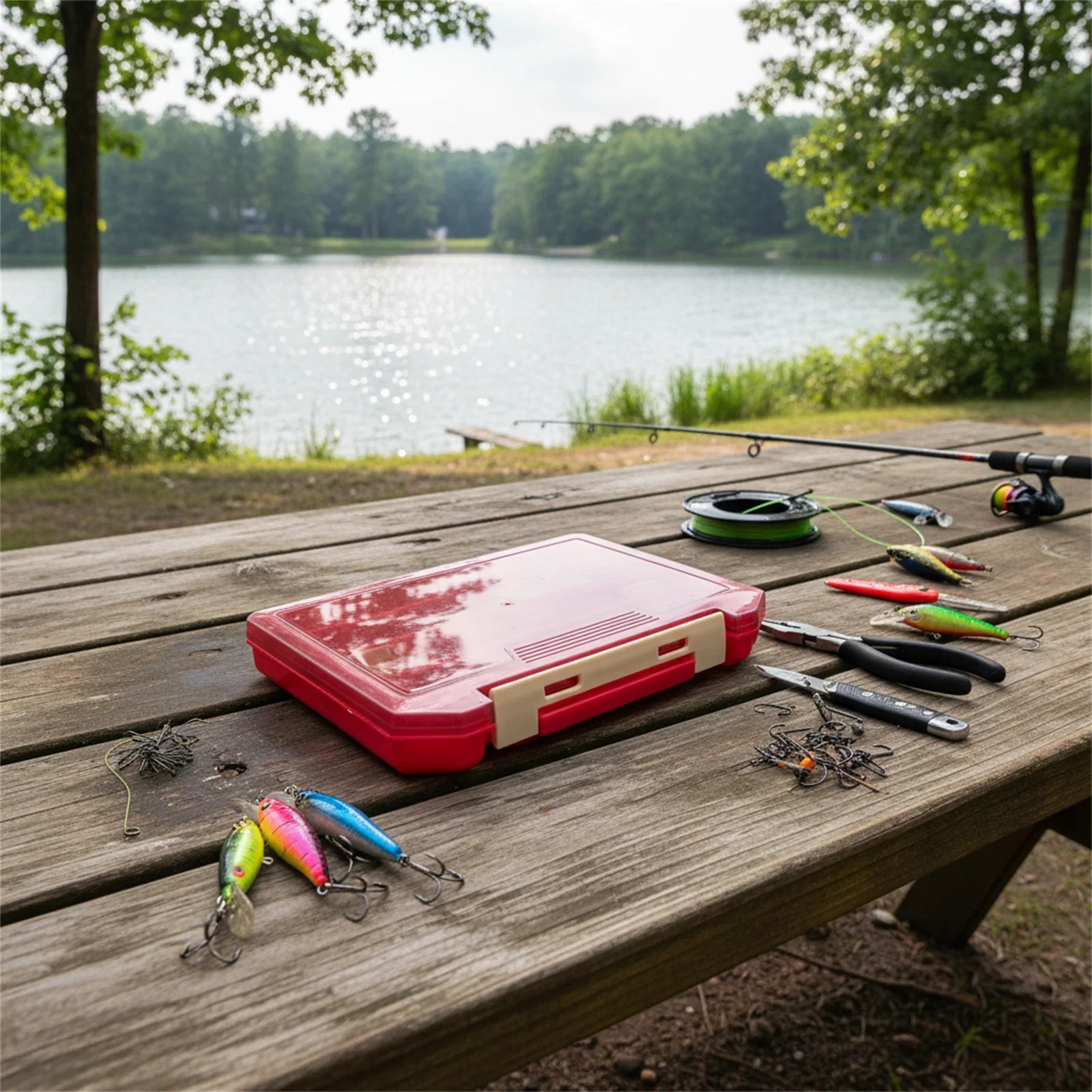 Caja organizadora de aparejos de pesca portátil, caja organizadora de múltiples rejillas para señuelo de pescado, anzuelo de cebo falso, organizador transparente visible para peces Luya