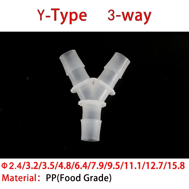 10 Uds 2,4mm ~ 15,8mm conector de agua PP grado alimenticio tipo Y tubo divisor de 3 vías adaptador de junta de manguera cabeza cónica translúcida - imagen 2