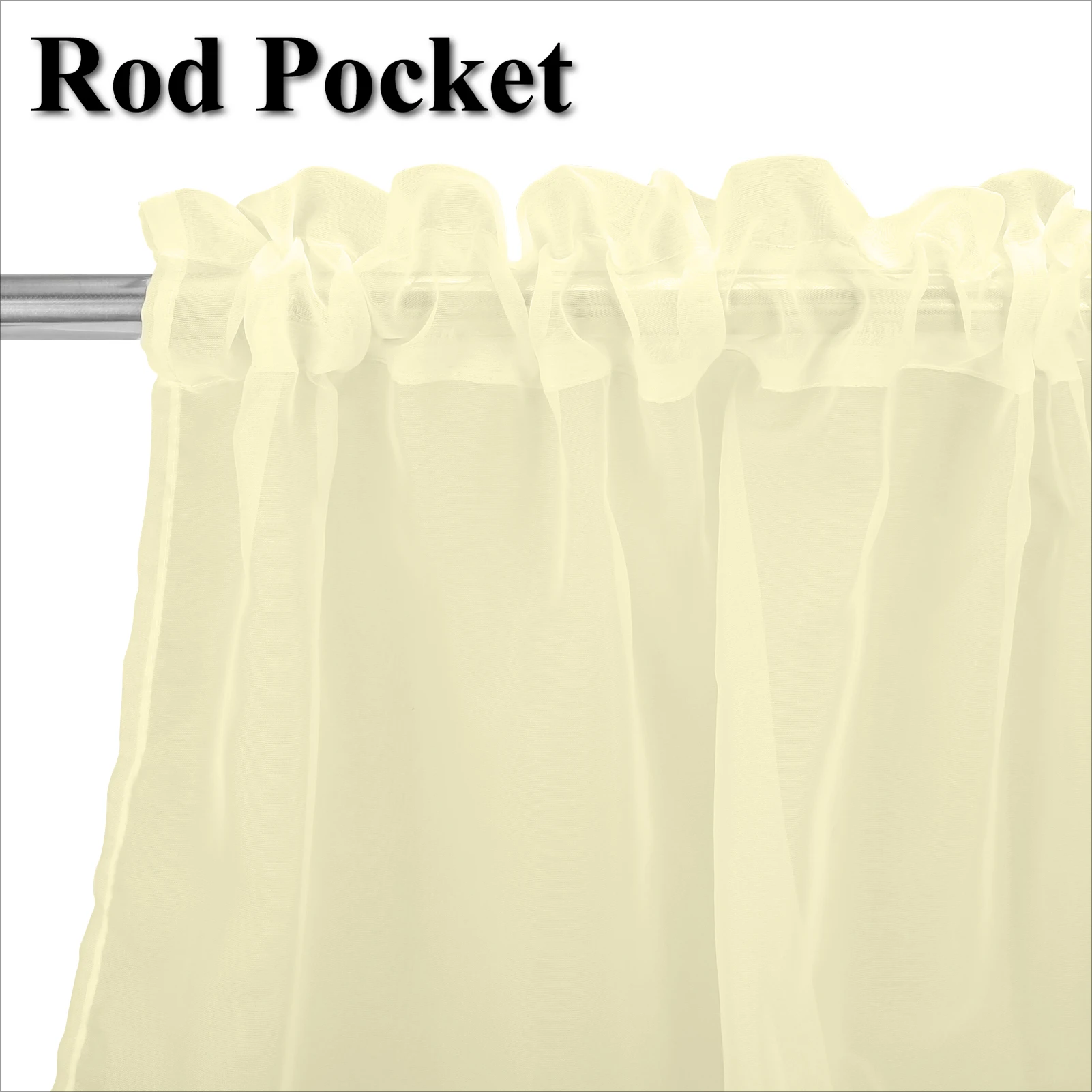 Cortinas transparentes de W132CM, cortinas transparentes de gasa con bolsillo para barra filtrante de luz para dormitorio y sala de estar - imagen 5