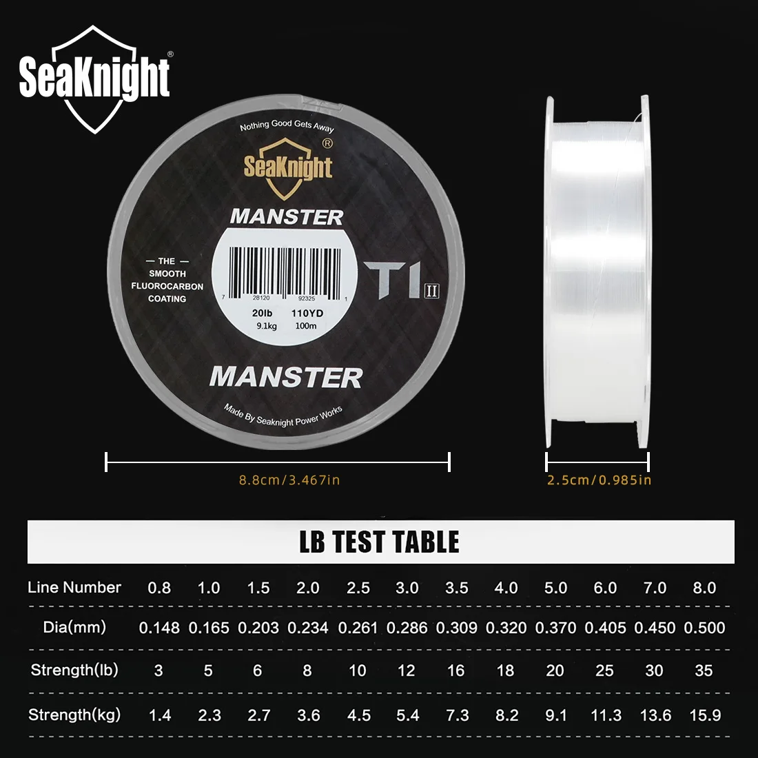 SeaKnight MANSTER T1-II/T2 TRUE Carbon Line Fluorocarbon Coating Carbon Line Fishing Line Leader Line Sinking Line HOT Carp Line - imagen 4