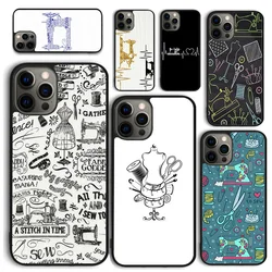 Funda de teléfono con patrón de máquina de coser para iPhone 17 Air 16 Coque 15 14 12 13 PLUS 11 PRO MAX, carcasa trasera