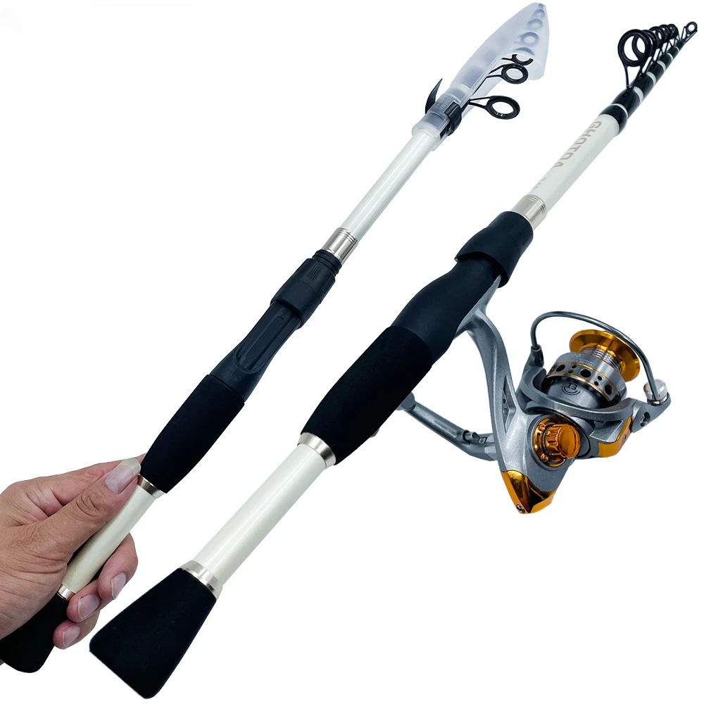 GHOTDA-Kit de carrete de caña de pescar telescópica corta, caña de pescar de fundición de alta calidad, juego de carrete giratorio con anzuelo de línea, cebo, 1,6-2,4 M - imagen 2