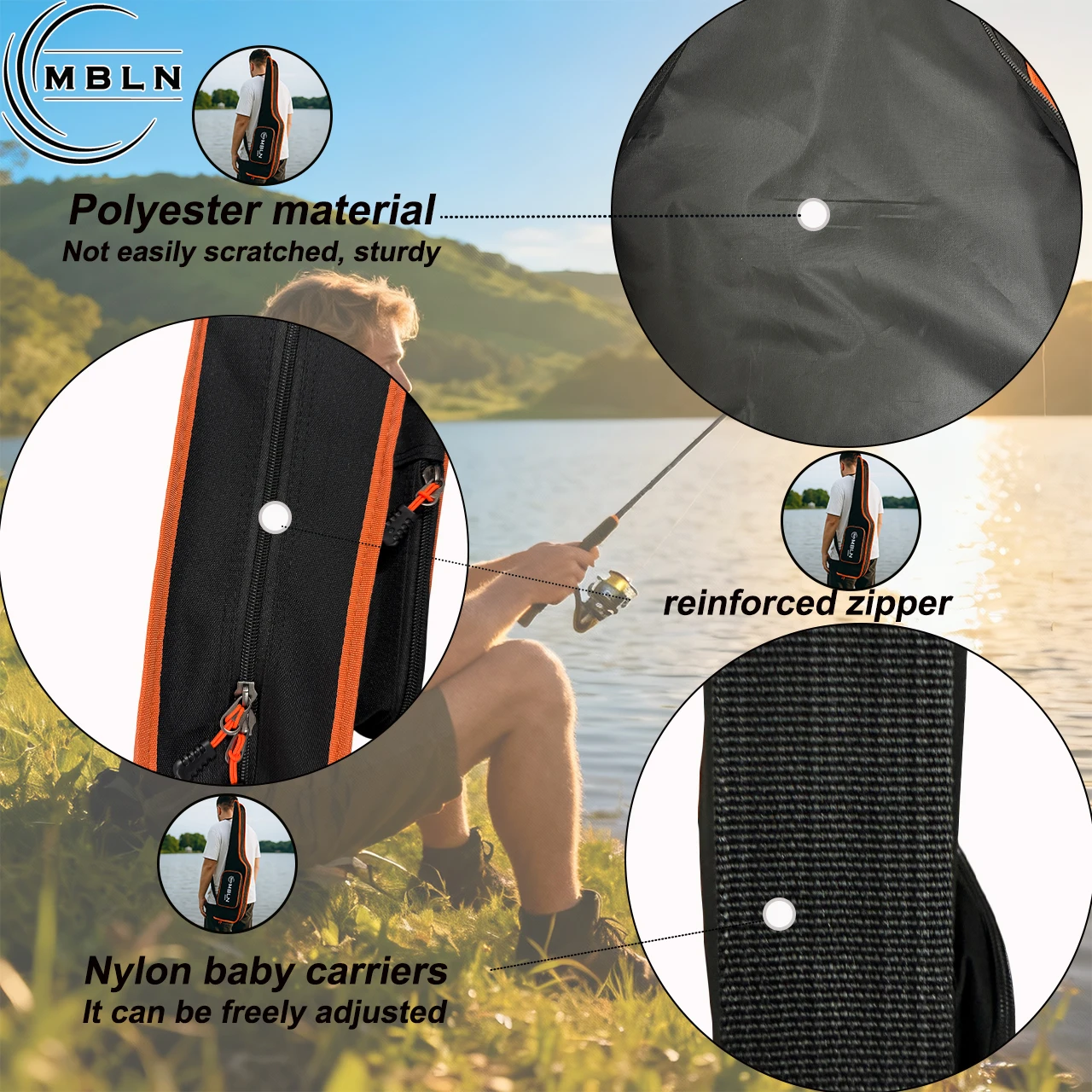 Bolsa de pesca MBLN larga de nailon para hombro con bolsillo - imagen 5