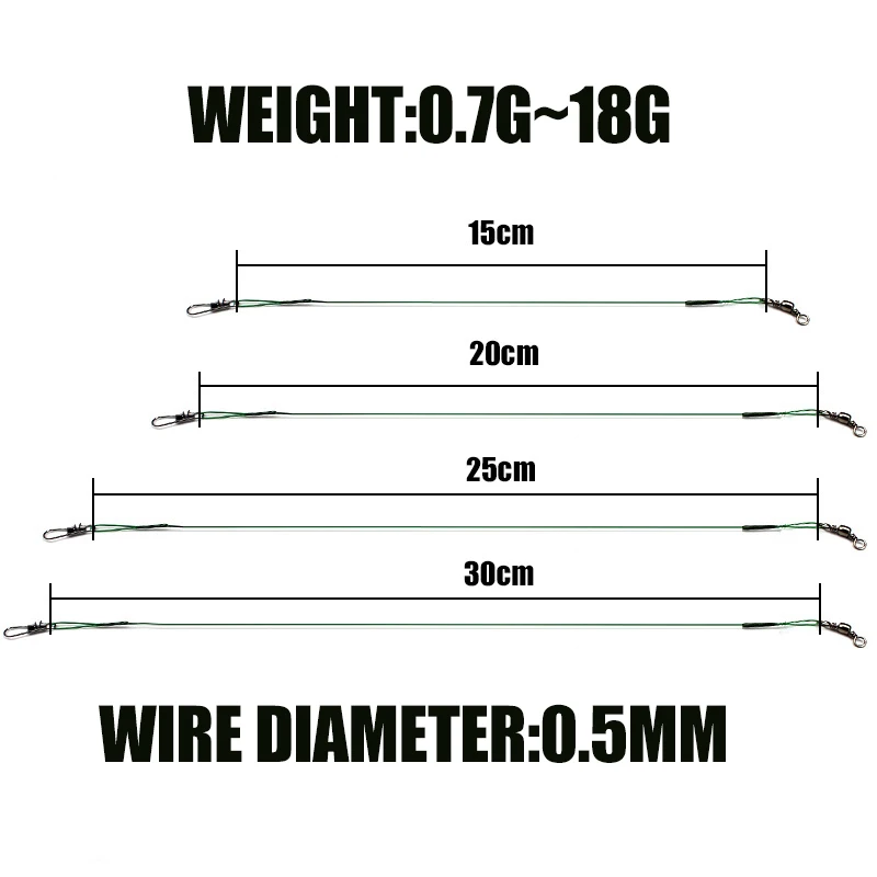 WEIHE 20 piezas líder de alambre de pesca antimordida de acero rico en carbono 15cm/20cm/25cn/30cm - imagen 5
