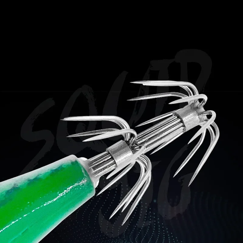 Señuelo de pesca con plantilla de calamar, 1 Uds., 8cm/5,6g, camarones, gambas, luminoso, que brilla en la oscuridad, Spinner Artificial, aparejos para sepia, pulpo - imagen 5