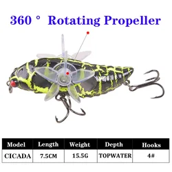 Señuelo Topwater cigarra doble hélice 15 g – Acción en superficie
