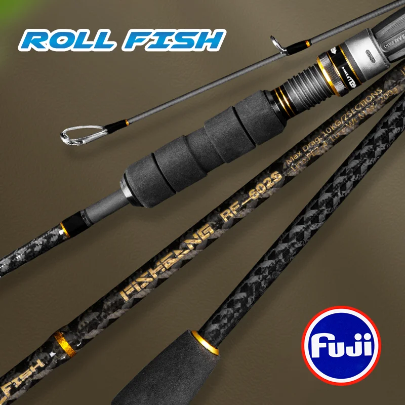ROLLFISH Ocean Boat caña de Jigging lenta fundición giratoria caña de pescar con señuelo de fibra de carbono pesca de lubina de agua salada 1,68/1,8/1,98 M