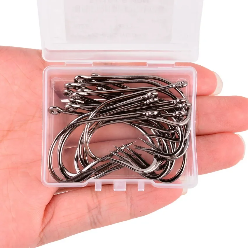 20 unids/caja anzuelos de pesca de acero rico en carbono anzuelo de pesca de carpa púa agua salada anzuelos de agua dulce anzuelos caja de aparejos - imagen 5