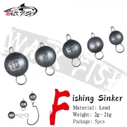 WALK FISH 5 uds pesas 2g-21g pesca plomo Jig Head plomo gancho Jig Head plomo agua profunda bala señuelo suave accesorios de pesca