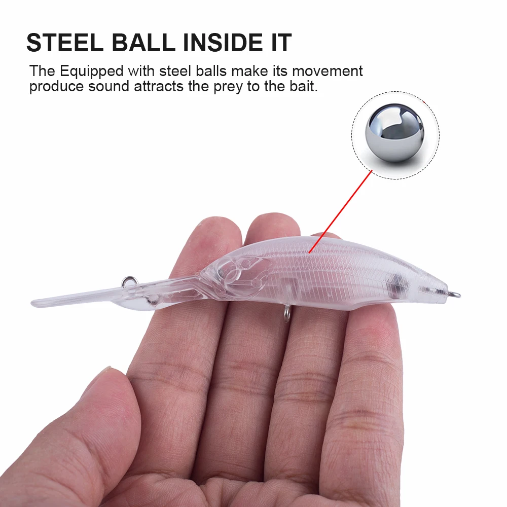 Hanlin-señuelo de pesca de plástico duro flotante, pececillos artificiales en blanco, 10/20 piezas, 10CM, 6G, Wobbler, Crankbait, aparejos de Musky - imagen 4