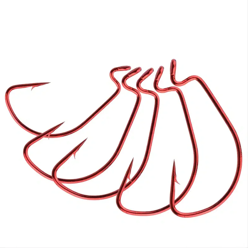 Goture-anzuelo de manivela de níquel rojo, anzuelo de pescado de acero con alto contenido de carbono, juego de diferentes tamaños, 50 piezas - imagen 3