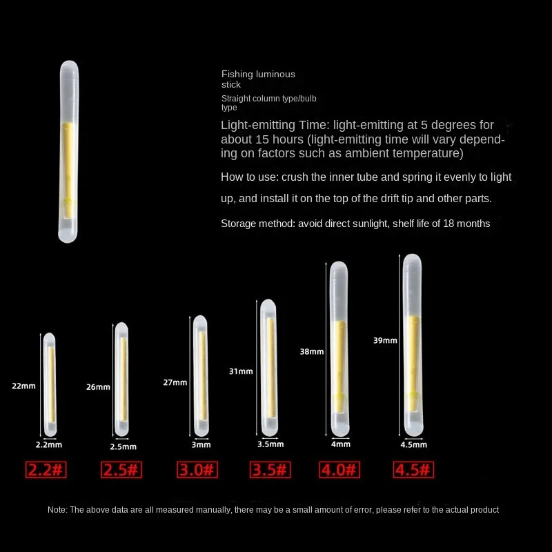 50/100 Uds. Caña fluorescente de luciérnaga, caña flotante de pesca, caña luminosa oscura, caña fluorescente para pesca al aire libre