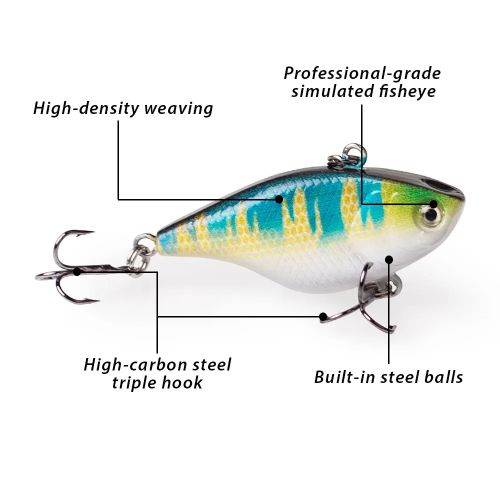 Hanlin hundimiento Vib 40mm 4,5g señuelo de pesca Jerkbait sonajero vibración cebo duro Artificial Wobblers ruidosos para aparejos de lubina - imagen 4