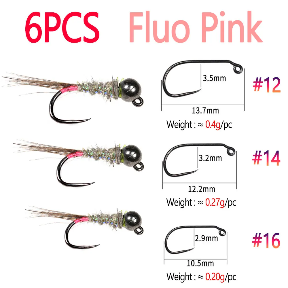 6PCS Fluo Pink