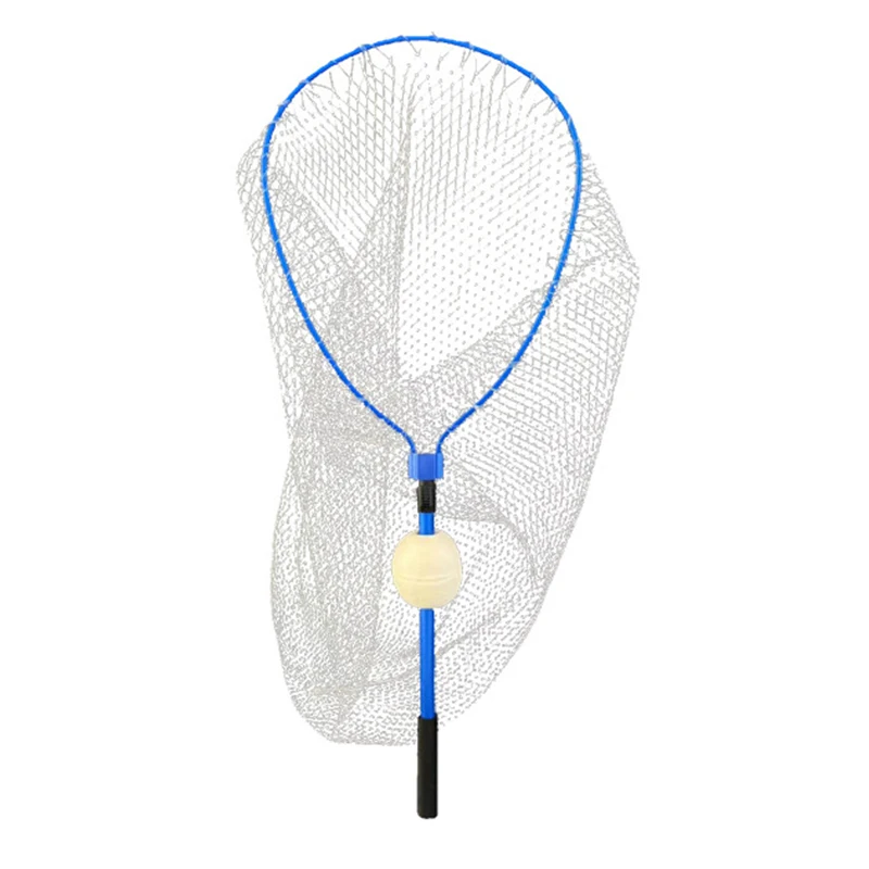 Red de aterrizaje de pesca con mango de poste telescópico, bola flotante integrada, marco de aleación de aluminio, red de pesca extensible plegable para lubina