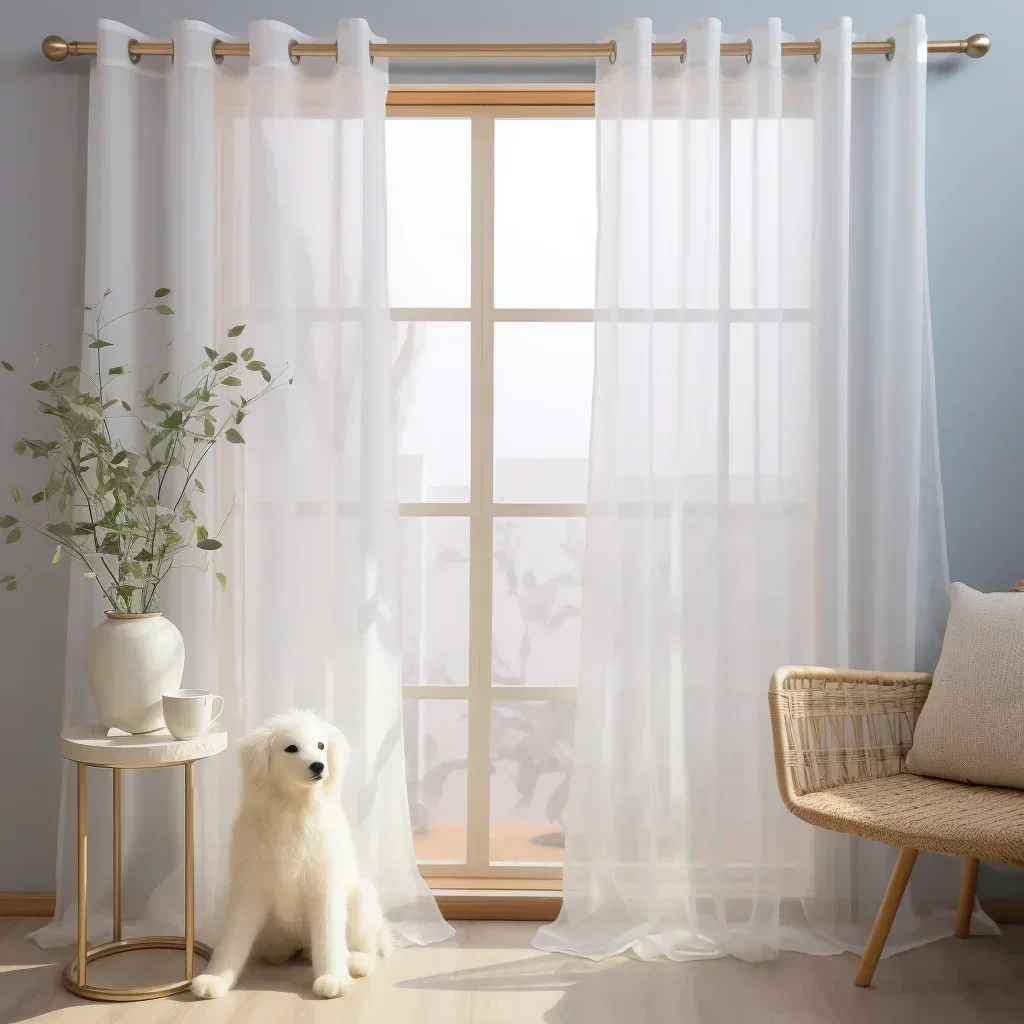 Cortinas transparentes de gasa, ojales de 132CM de ancho, tratamientos de ventanas elegantes y aireados y ligeros, cortinas verticales semitransparentes con filtrado de luz - imagen 3