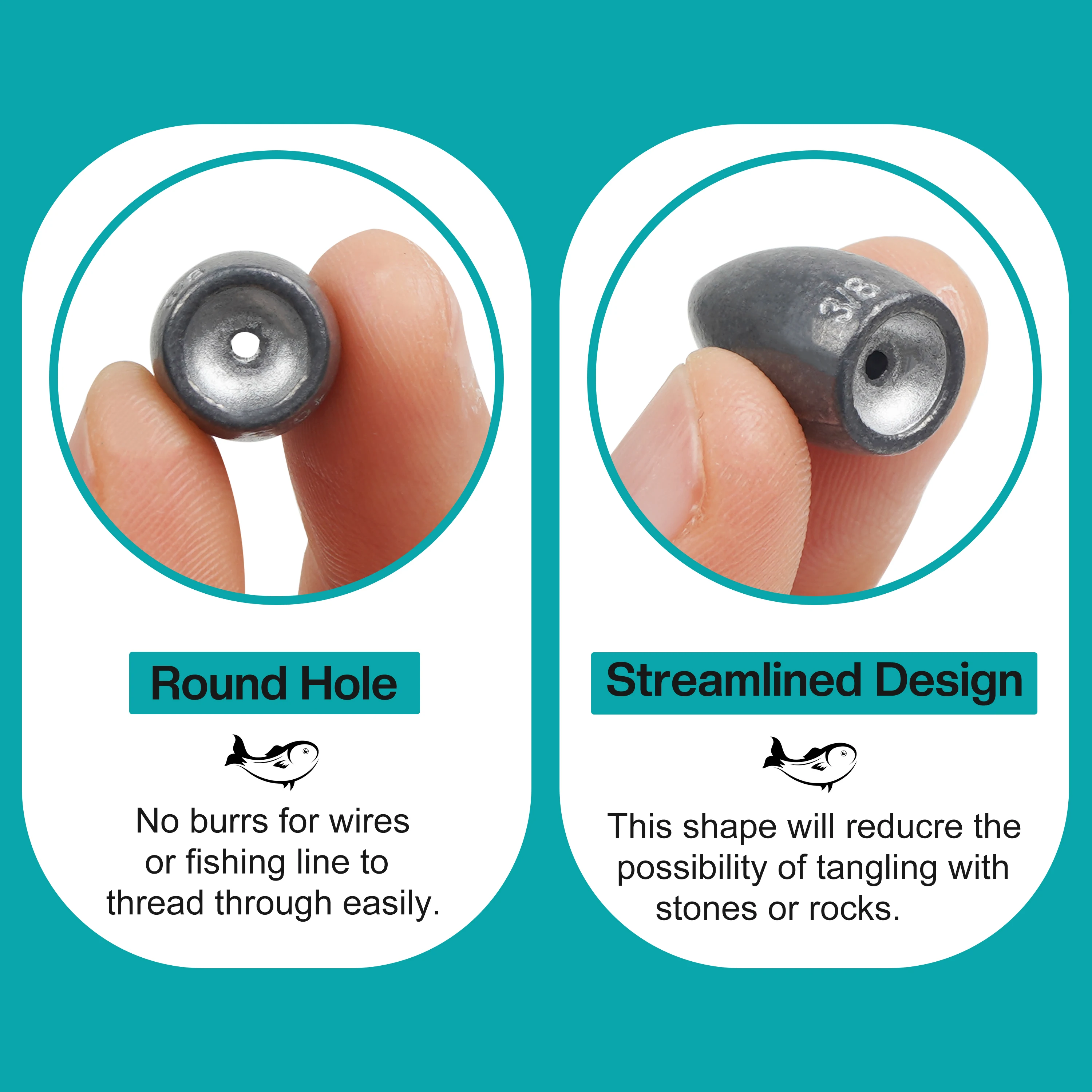 30 Uds. Pesos de pesca volteados, plomos de gusano para pesca de lubina, aparejos de Texas de 1/8oz,3/16oz,1/4oz,3/8oz, tamaños surtidos - imagen 5