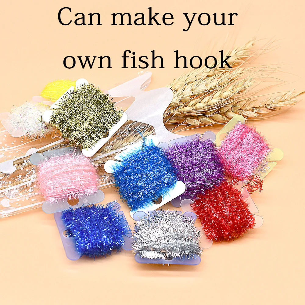 MNFT oropel de pesca con mosca, aparejo de línea Flash de cristal de chenilla, 10 colores, fabricación de cebo, serpentina de atado de moscas surtidas, Material de moscas - imagen 5