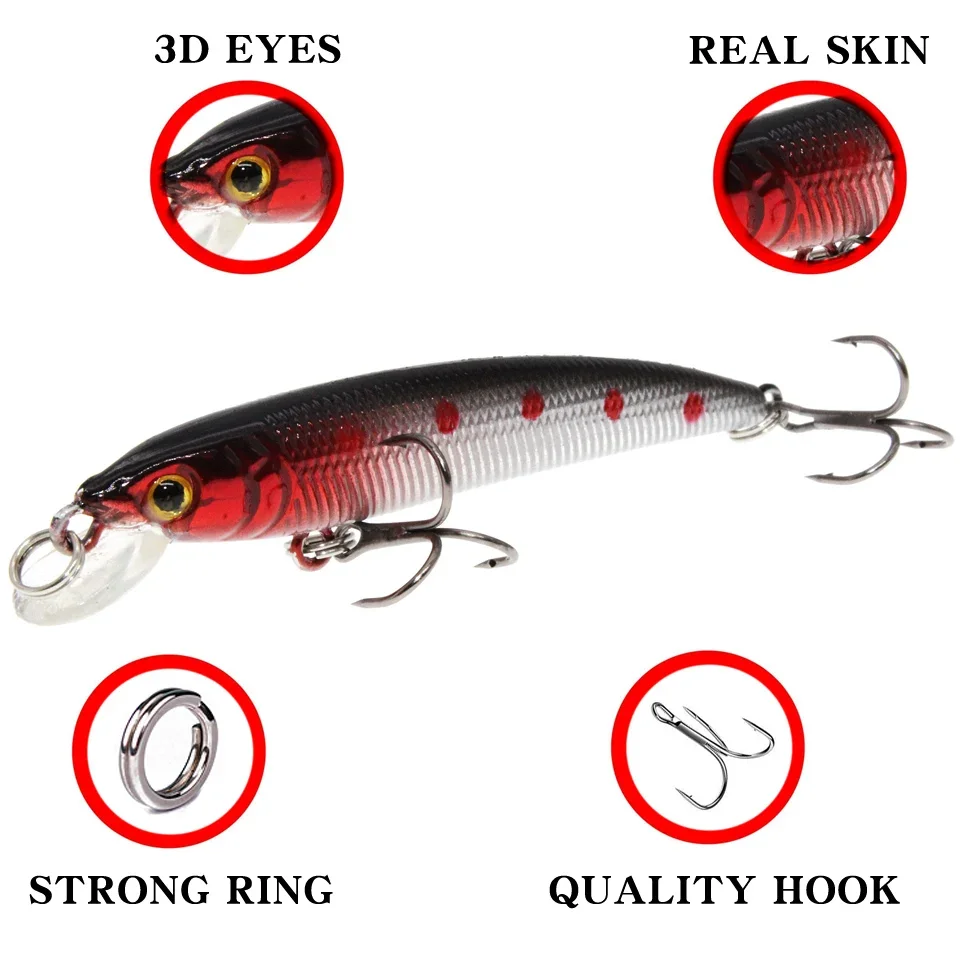 Wobblers de Pesca flotantes, cebos Crankbait de pececillo láser, ojos 3d, Topwater de plástico - imagen 4