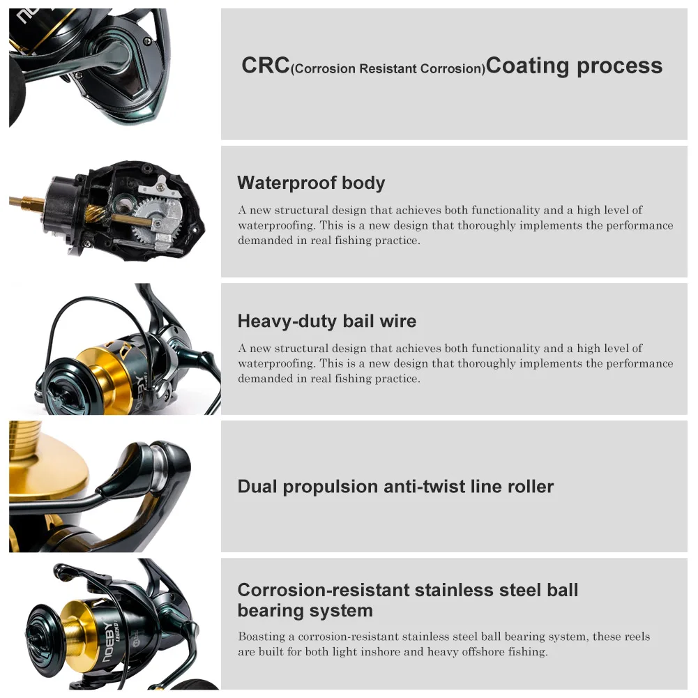 Carrete de pesca giratorio Noeby 3000 4000 5000 6000 serie 5,2: 1 relación de engranaje engranaje de aleación de Zinc arrastre máximo 18-25kg carretes de pesca de lubina - imagen 5