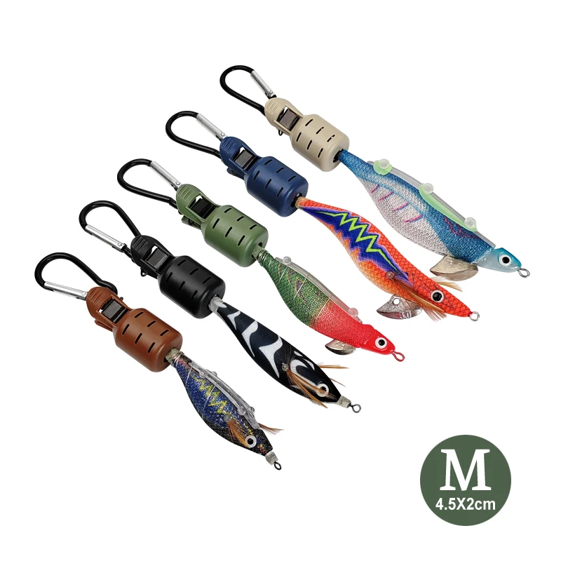 Protector de plantilla de calamar, cubierta de gancho para Egi, pulpo, sepia, paraguas, tapa de señuelo, accesorios de cebo de camarón de madera con mosquetón, 9 Uds. - imagen 5