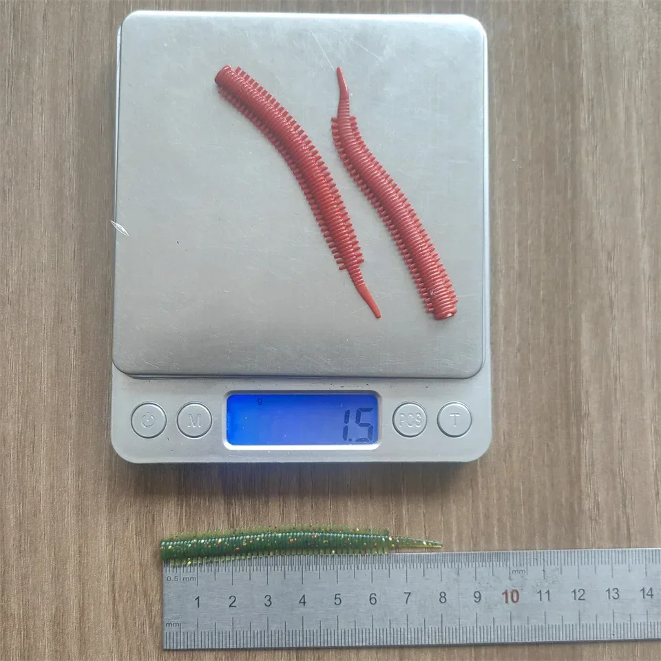 Swolfy 30 Uds TPR 75mm 0,8g pesca en agua salada señuelo de lombriz color rojo simulación cebo suave pesca en el mar cebo de insectos - imagen 5