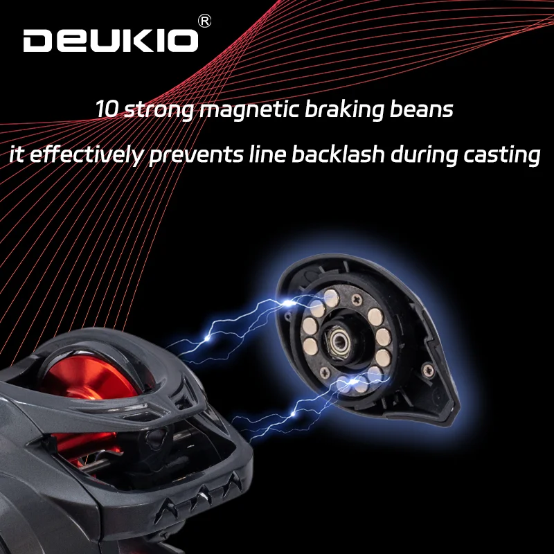 Carrete Baitcasting Ultraligero DEUKIO – 7,3:1 con freno magnético - imagen 4
