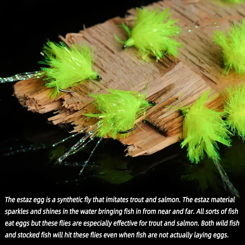 Bimoo 6PCS # 12 huevos fluorescentes Estaz, moscas sin púas, huevos de pescado artificiales, mosca, Glo, insecto, trucha, salmón, cabeza de acero, huevos de pesca, señuelo - imagen 5