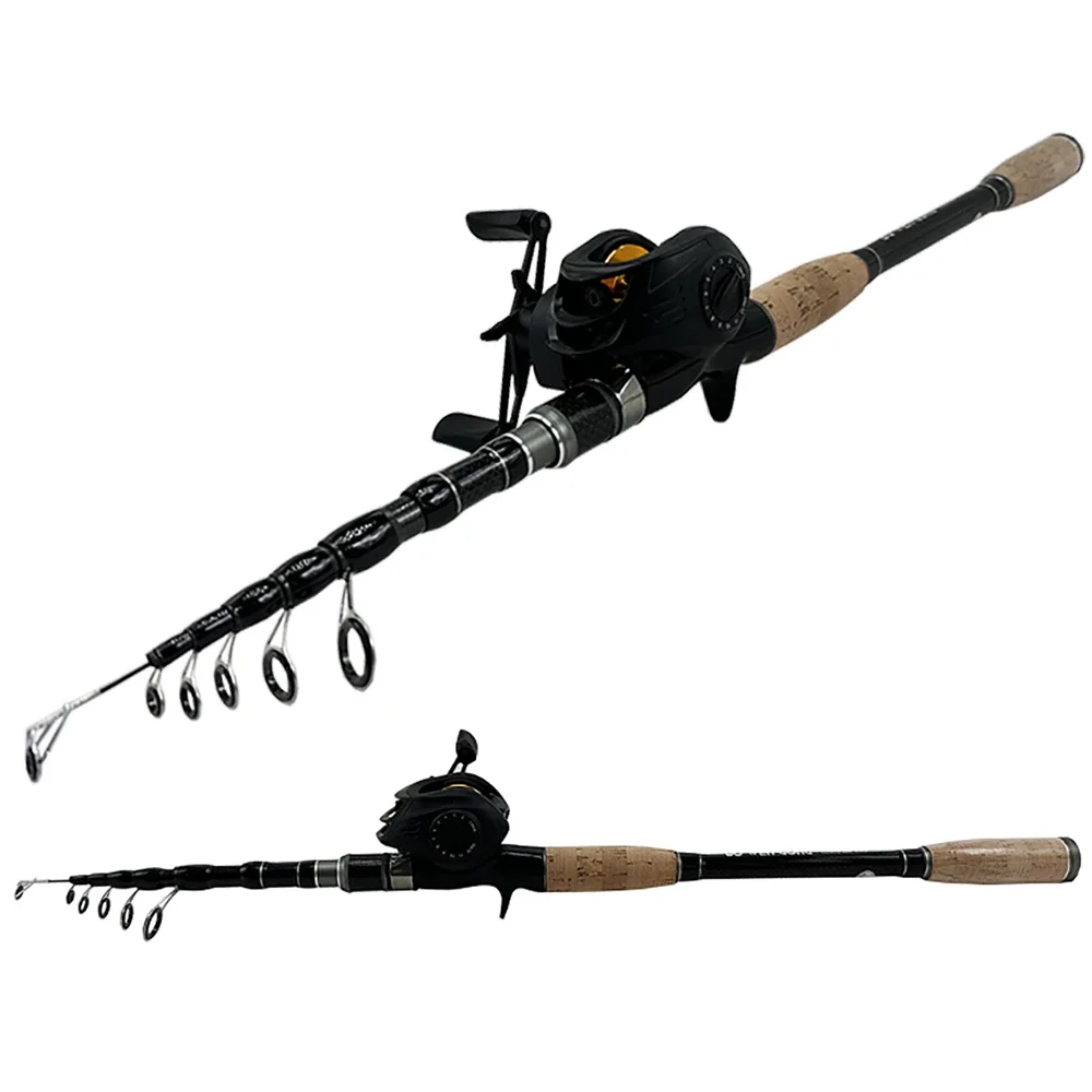 GHOTDA-caña de pescar de viaje, 6/6/7 secciones, 1,8 M-2,4 M + rueda giratoria, línea de Metal completa, abrazadera de Copa, Pesca de fundición - imagen 5
