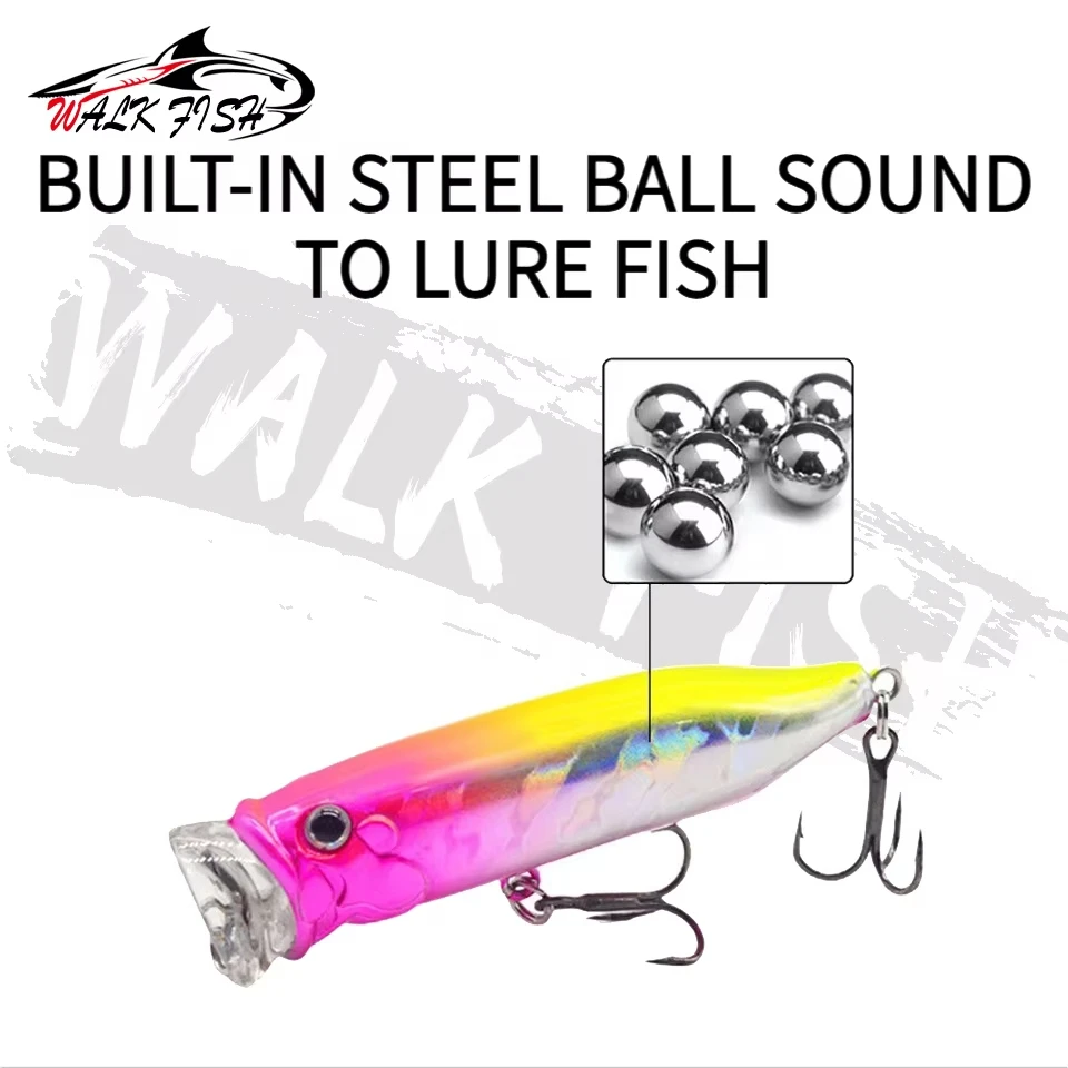 WALK FISH-señuelo Popper de 7cm y 10g, cebo Topwater, onda de lubina de agua dulce, simulación de pesca, cebo Artificial duro, Wobblers, señuelos de superficie - imagen 2