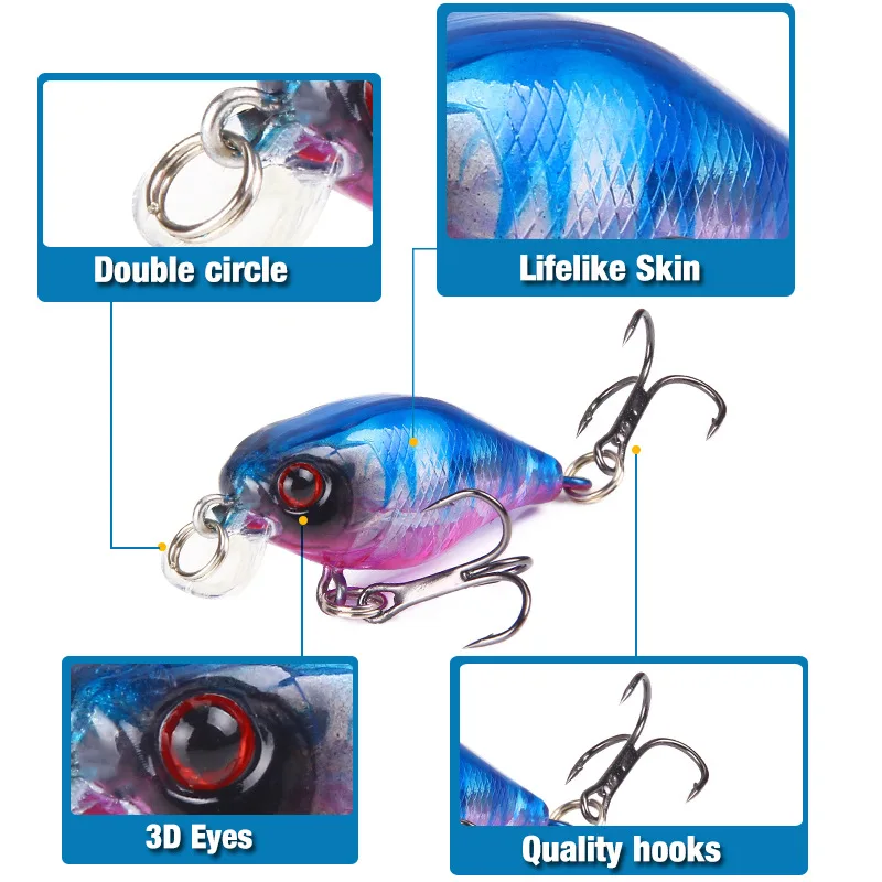 5 uds Swimbait pececillo Artificial señuelo de Pesca Wobblers Crankbait ojos 3D cebo duro Lucio aparejos de Pesca - imagen 2