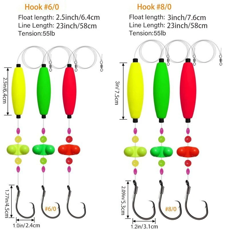 1 unidad de aparejos de bagre con gancho circular, aparejos flotantes versátiles para bagre con equipo de sonajero, aparejos de cooper para anzuelo de pesca de bagre - imagen 2