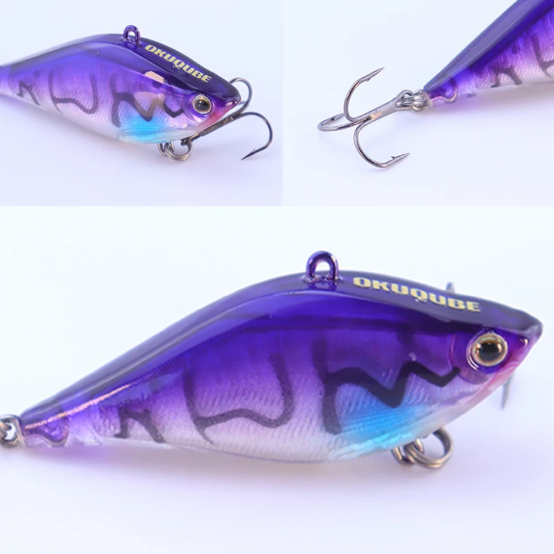 1 señuelo de pesca 6,5 cm 13,8g duro VIB vibración cebo 3D ojos púas anzuelos triples que se hunden Minnow señuelo para pesca de trucha lubina - imagen 3