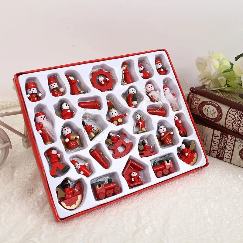 Decoración creativa para árbol de Navidad, colgante pequeño de madera, adornos pequeños, accesorios para ventana en caja, adornos, decoraciones navideñas - imagen 2