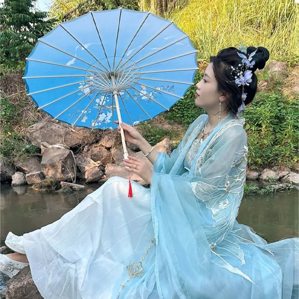 Paraguas de 56cm, abanico de tela de seda de estilo antiguo chino, paraguas de baile con borla de 10 colores, paraguas clásico de estilo japonés - imagen 4