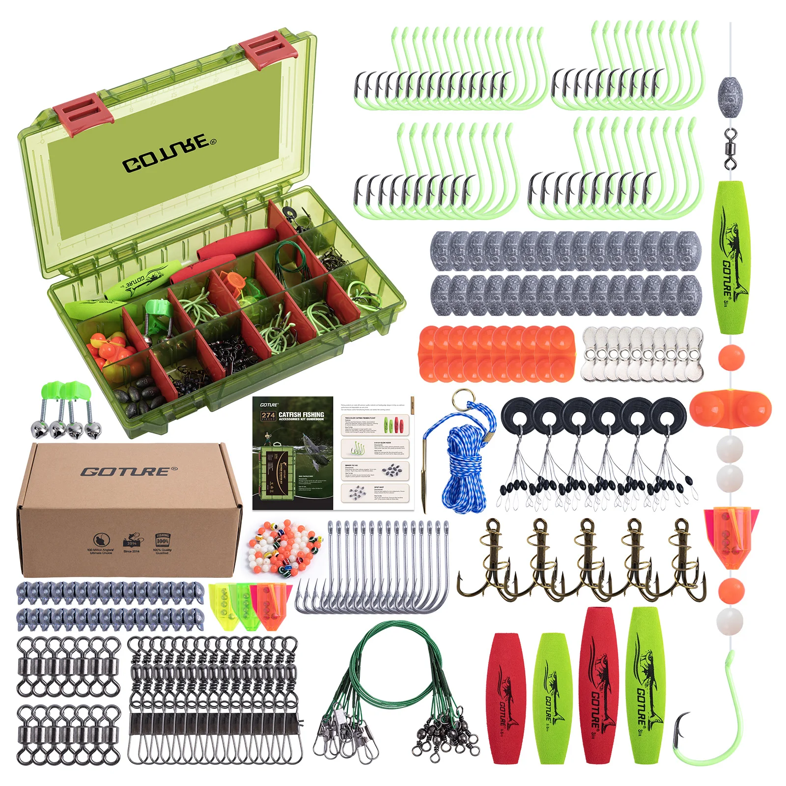 Goture Kit Pesca Bagre – Aparejos con Anzuelos Luminiscentes y Flotadores - imagen 2