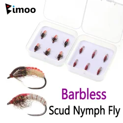 Bimoo 6 unids/caja # 12 luces luminosas sin púas Scud ninfa mosca fregadero rápido checo Caddis gusano camarón mosca para trucha Grayling perca señuelo de pesca