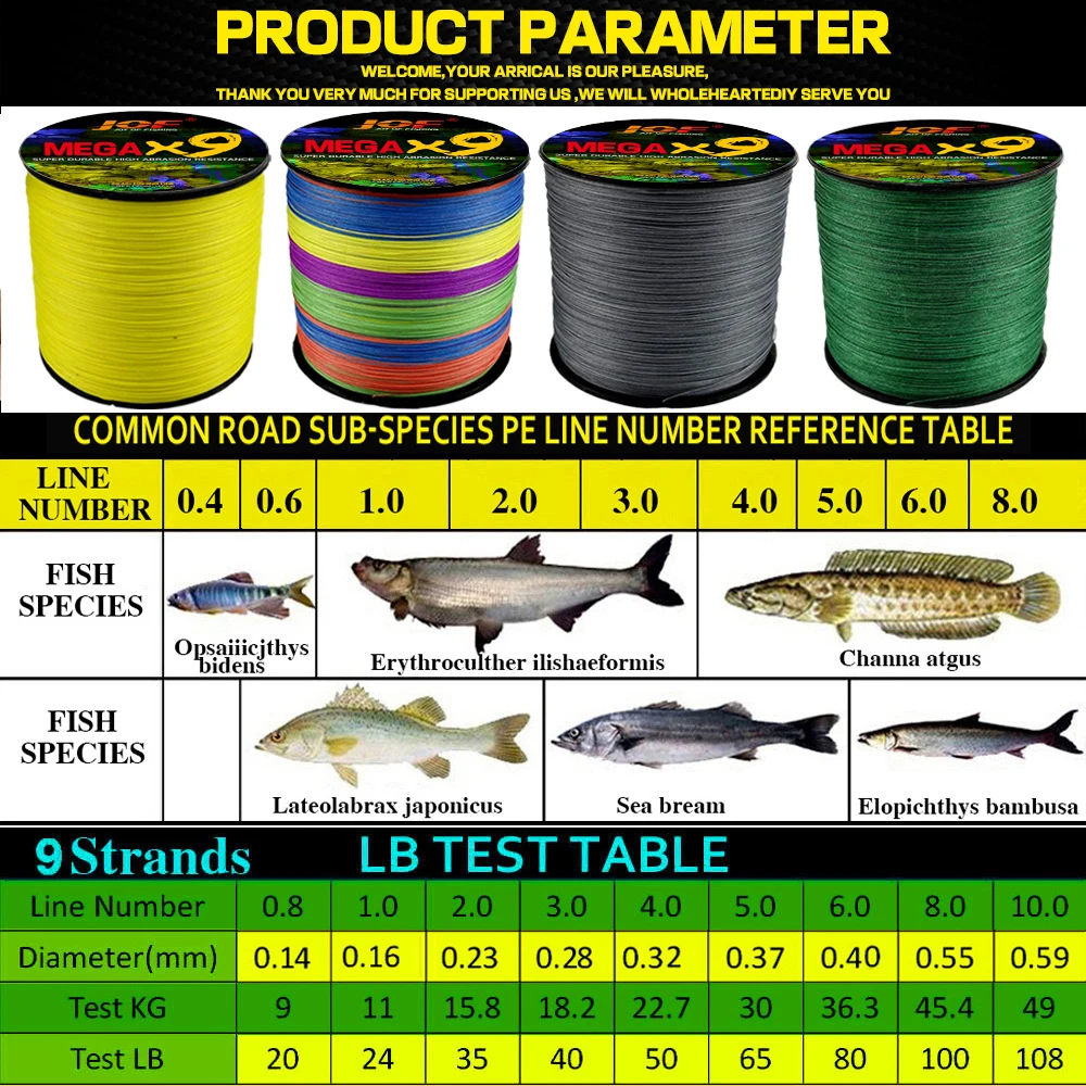 Línea de pesca trenzada multifilamento, 9 hebras, 300m, superfuerte, 20-100LB, agua salada, 0,14mm-0,55mm - imagen 3