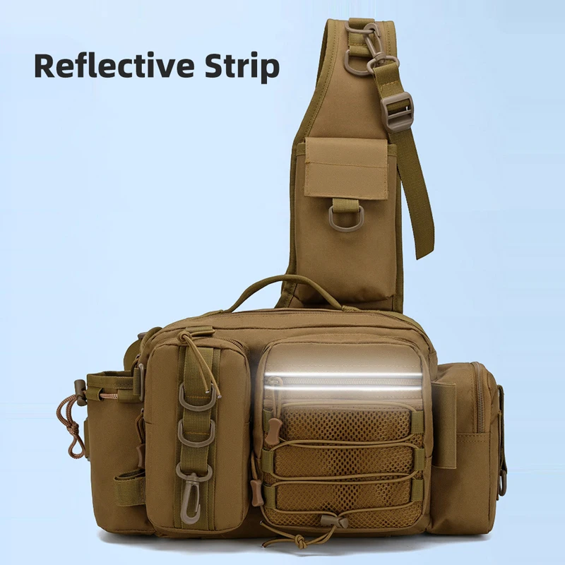 Mochila táctica de pesca con portacañas y sistema MOLLE - imagen 2