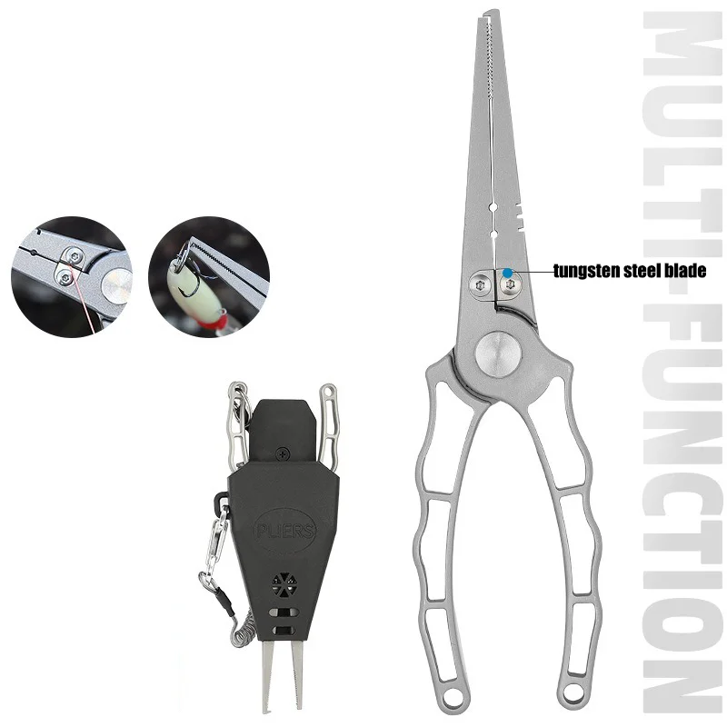 Alicates de pesca multifuncionales con tijeras y cortador ergonómicos
