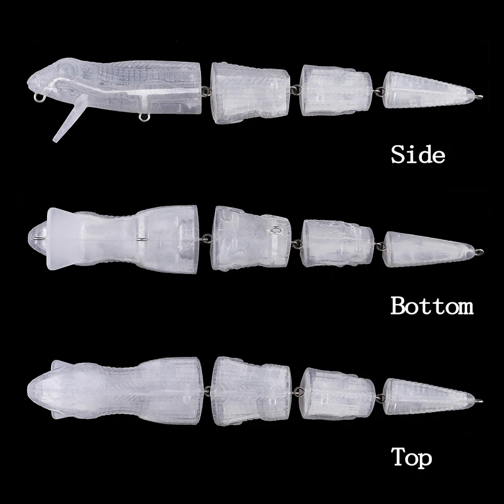 Chan'sHuang-señuelo de pesca Artificial, cebo en blanco sin pintar de 5 piezas, 22cm, 53g, serpiente flotante silenciosa, Swimbait, 4 segmentados, hecho a mano - imagen 3