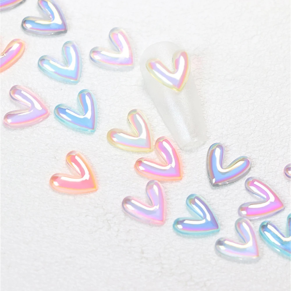 Pegatizas de corazón iridiscentes para el arte creativo de las uñas