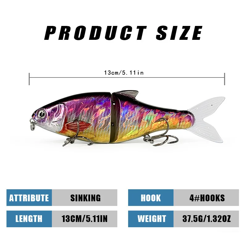 Señuelo Swimbait Articulado Glider 125mm – Cebo duro con triples - imagen 3