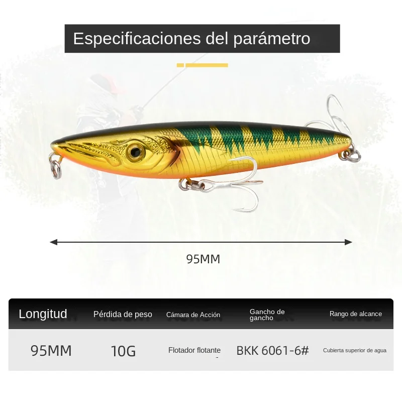 BLUX-señuelo de pesca de superficie DESPOT 95, andador de lubina de plástico duro, superficie de 95mm y 10g - imagen 3